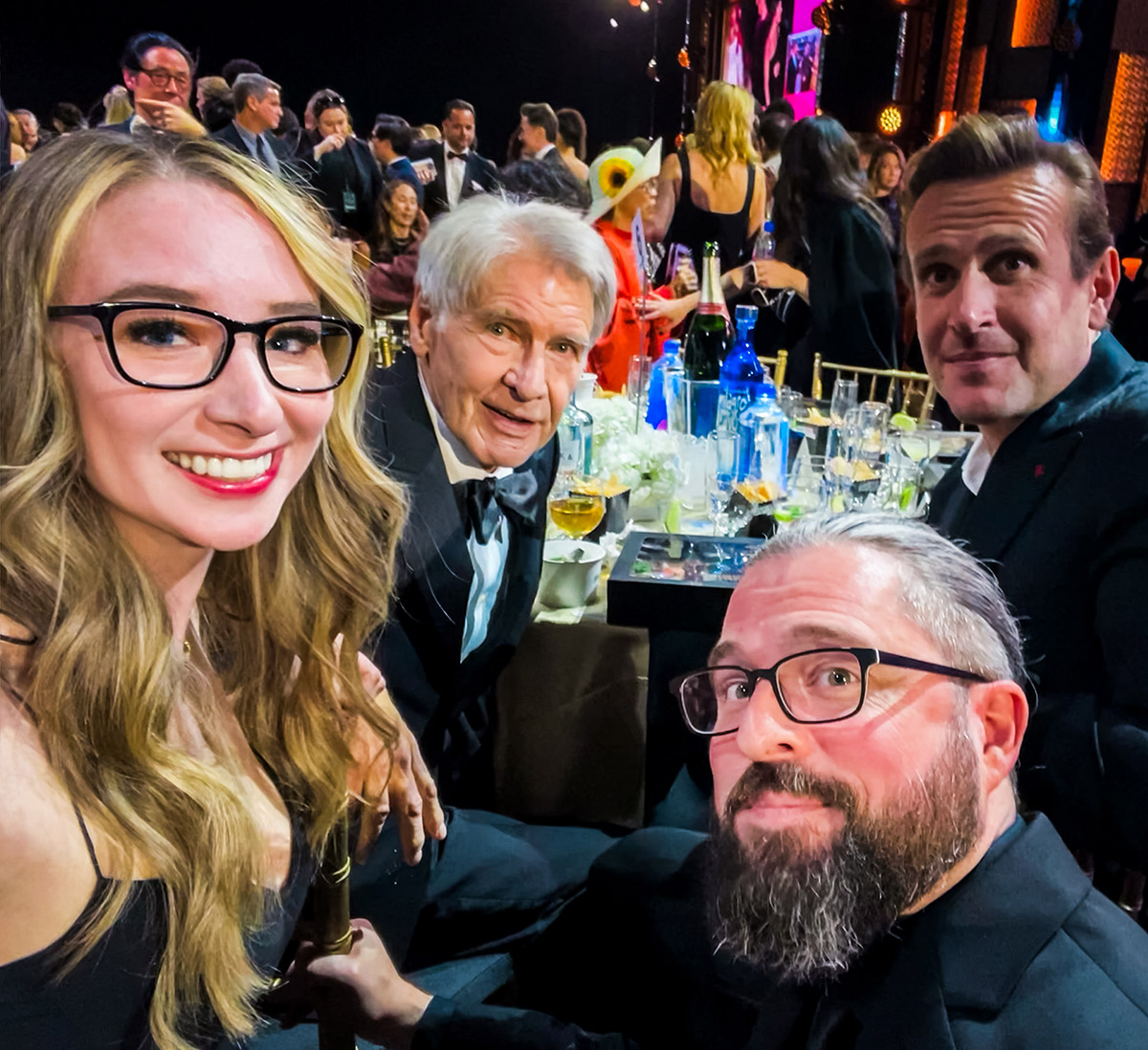 Emma Loggins, Harrison Ford, Jason Segel, and Doug Sprinkle